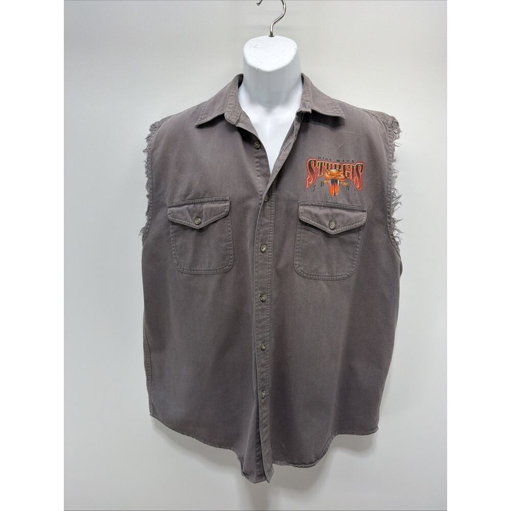 Sturgis Bike Week 2005 South Dakota Sleeveless Button Front Shirt Biker